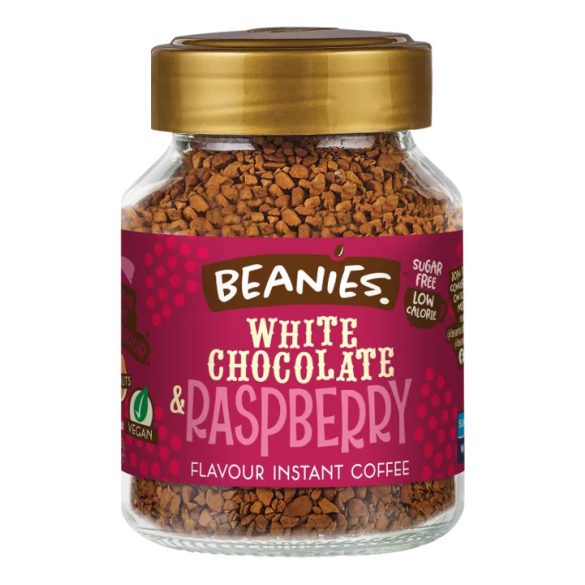 Beanies White Chocolate&Raspberry Fehércsokoládé-málna ízesítésû azonnal oldódó kávé 50g