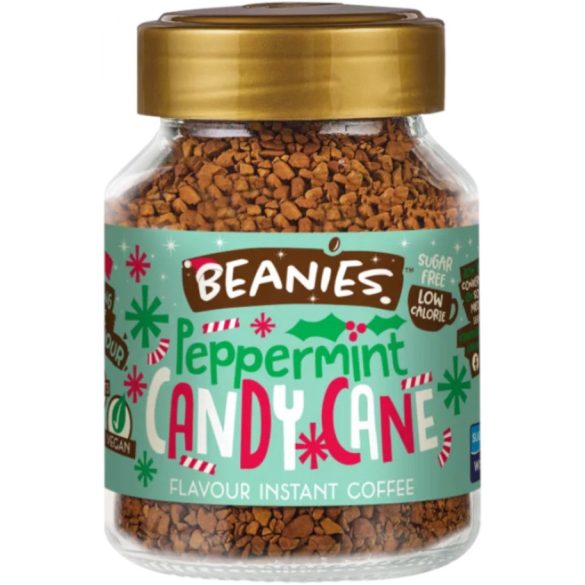 Beanies Peppermint Candy Cane Borsmentás Karácsonyi Nyalóka ízesítésű Azonnal oldódó ízesített kávé 50g